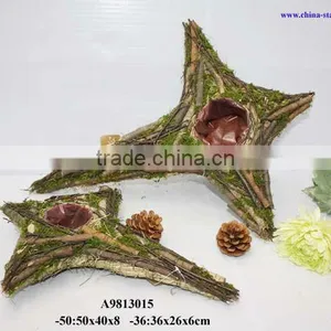 Wood Twig Flower Pot in Cross Shape thumbnail-1