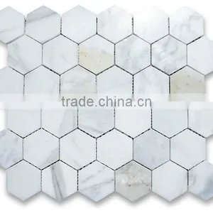 MM-CV260 Most Popular Decorative Natural Stone Italy Calacatta Gold Marble Hexagon Mosaics thumbnail-1