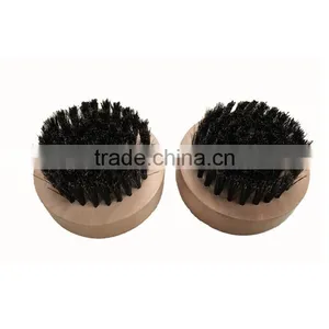 Black Wild Boar Bristle Brush Round Wooden Handle for Men Shaving Brush Wooden Carving Can be Logo thumbnail-1