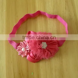 Fabric Flower With Pearl Rhinestone in Center Headband for Kids Hair Accessories thumbnail-4