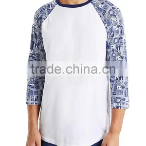 Stamp Pattern Printing Raglan t Shirt Pure Cotton High Quality Custom Long Sleeve Shirt for Male thumbnail-6