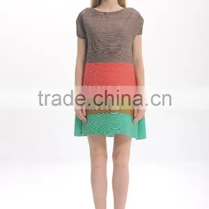 Ladies Multi Rainbow Color Wrinkle Loose New Model Dress thumbnail-5