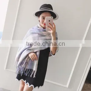 Popular Style Girl Scarf Spring and Autumn Grid Imitated Cashmere Material Useful for Nearly Any Occasion Ladies Cappa thumbnail-5