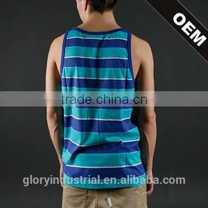 100% Cotton Stripe Gym Tank Top Men thumbnail-2