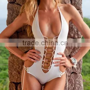M889 Runwaylover 2016 Ladies Sexy White One Piece Bikini Swimwear thumbnail-1