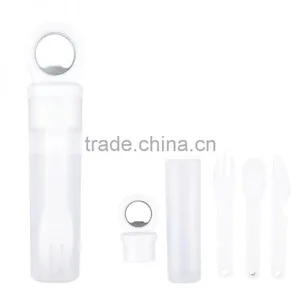 Plastic Utensil Set With Bottle Opener - Utensils Included Are Spoon, Fork and Knife and Comes With Your Logo thumbnail-5