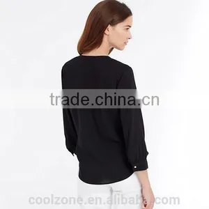 2015 New Collection Blouse 100% Polyester Dissymmetry Front Lady Blouse thumbnail-5