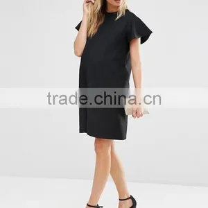 China Wholesale Ruffle Sleelve Jersey Fabric Shift Dress for Maternity thumbnail-5