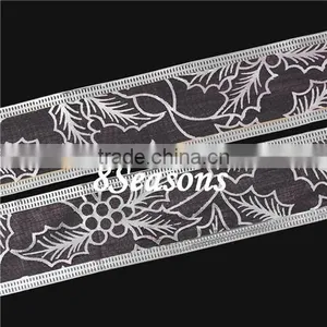 Pink Christmas Pattern Organza Ribbon For Christmas Decoration 3.8cm thumbnail-1