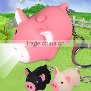 Pig Shaped LED Light Keychain Promotion Gift With Sound thumbnail-1