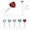 Bio Flex Internally Threaded Heart CZ Stone Labret Monroes Lip Piercing Jewelry / Lip Loops For Ladi thumbnail-1