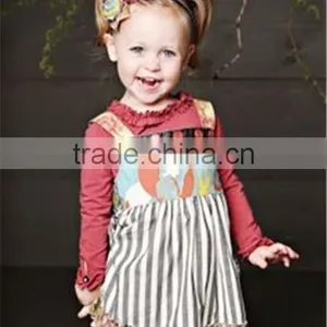 Cute Baby Stripe Ruffle Boutique Plain Kids Outfit thumbnail-2
