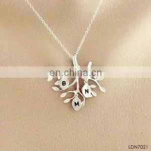 Delicate Letter B M N Deer Antler Pendant Necklace Jewelry thumbnail-1