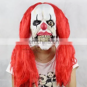 Halloweem Latex Clown Mask With Red Wigs thumbnail-1