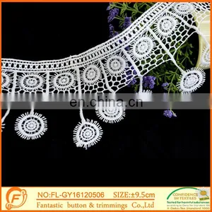 Flower Trimming Laces And Waves White Lace Fabric Wholesale Tassels thumbnail-3