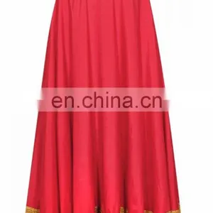 Indian Georgette Red Gotta Patti Lehenga Skirt Gyspy Bohemian Belly Dance Hippie Boho Skirts For Navratri With Tassel Wholesale thumbnail-3