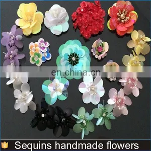 2016 Flower Shaped Sequins Fabric Applique Gold Sequins Appliques Patch Sell Cheap thumbnail-1