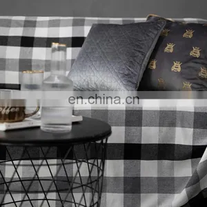 Custom Black and White Checker Sofa Protector Cover 100% Cotton Soft Plush Couch Cover thumbnail-5