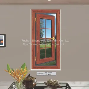 Fancy Beautiful Glass Design Latest Aluminium Frame Double Glass French Swing Opening Window Profile thumbnail-1