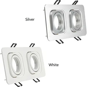 Creamy White Brushed Silver Square Adjustable Led Spotlight Fittings thumbnail-3