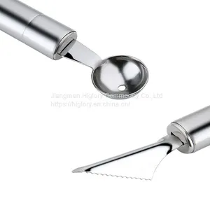 Stainless Steel Watermelon Slicer Fruit Knife Cutter and Ice Cream Digging Ballers Double Size Spoon thumbnail-4
