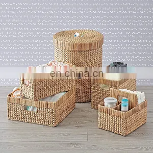 Hot Water Hyacinth Natural Wicker Diaper Caddy Home Decoration Storage Wicker Basket In Bulk Wholesale Vietnam Supplier thumbnail-2
