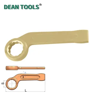 Non-Sparking Bent Striking Box Wrench,12 Point Slogging Ring Wrench,45-Degree Bent Box Wrench thumbnail-3