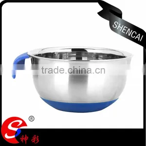 Silicone Bottom Deep Mixing Salad Bowl Steel With Silicon Handle Supplier's Choice thumbnail-1
