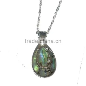 Natural Green Shell Turtle Charm Pendant Excellent Teardrop Shell Chain Necklace Lady Unique Fashion Jewelry thumbnail-1