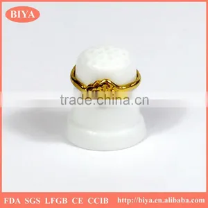 Color Gift Box Package Bone China Delicate White Porcelain Thimble Set or Ceramic Hand Ring Jewelry Holder thumbnail-3