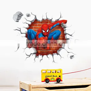2016 3d Spiderman Wall Stickers for Kids Rooms Decals Home Decor Personalized Kids Nursery Wall Sticker Decoration for Boy Room thumbnail-1