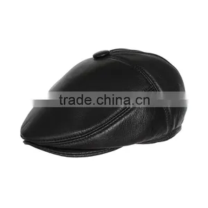 Genuine Leather Black Size Fitted Ivy Caps for Wholesale thumbnail-3