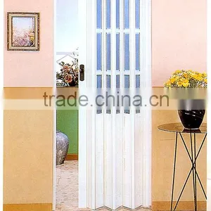 PVC Folding Door, Plastic Accordion Door ,sliding Door Decorating of Symphony White Glass thumbnail-2