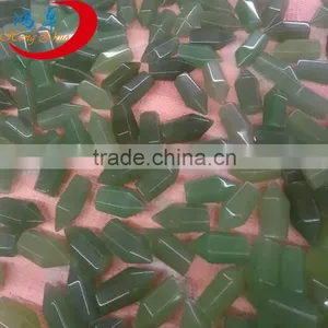 Green Jade Quartz Rock Crystal 6sides Healing Points thumbnail-1