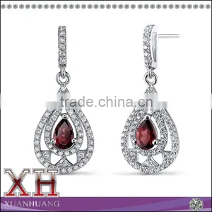 Genuine Garnet Sterling Silver Chandelier Dangle Earrings thumbnail-1