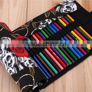 The Skeleton PatternCanvas 72 Holes Inserting Pencil Bag Roll Case Quality Choice thumbnail-3
