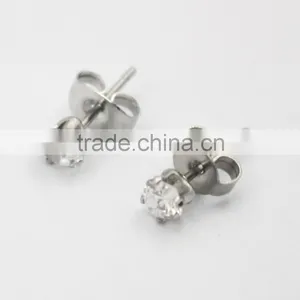 Trendy Steel Earring Studs With Clear Crystal Office Lady Stud Earring With Heart Crystal thumbnail-2