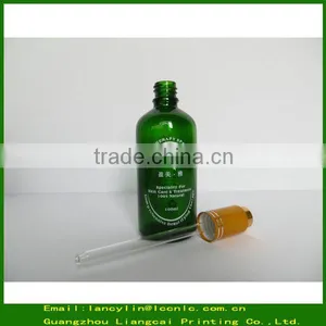 Glossy 100ml Green Glass Bottle Glass Dropper Bottles Wholesale thumbnail-1