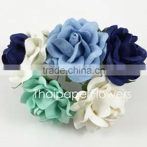 Blue White Mixed Large Handmade Mulberry Paper Flower, Wedding Party, Scrap-booking Crafts Thailand thumbnail-1