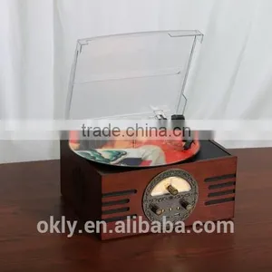 2015 New Wooden Turntable Player With USB/SD/MMC Card Reader thumbnail-3