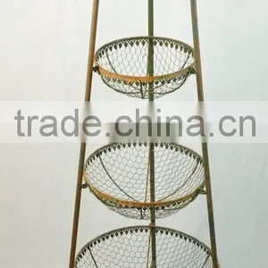 Rustic 3 Tier Floor Basket Stand Kitchen Basket Stand thumbnail-1