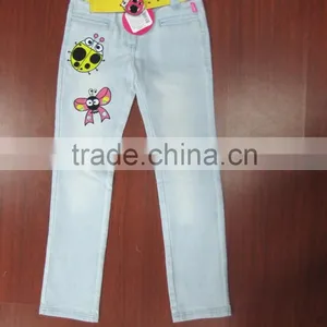 Girls Washing Jeans Wear Ladybug Printed Wholesale Skinny Jeans for Girls thumbnail-1