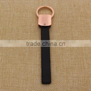 Custom Concise Gold Leather Keychain/blank Rose Gold Key Chain Leather Supplier's Choice thumbnail-4