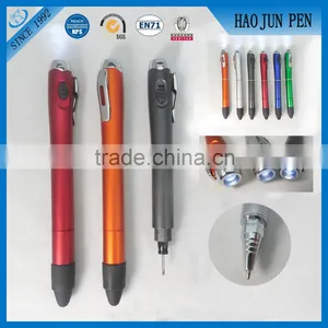 5 in 1 Multi Function Screwdriver Led Light Touch Plastic Ballpoint Pen thumbnail-1