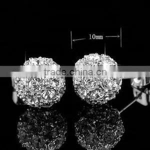 Austrian Crystal Silver Ball Earrings Stud thumbnail-3