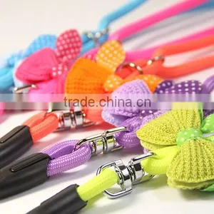 MegiPet Hot Pink Pet Dog Collar Suede Leather Leash Bowknot Adjustable Puppy Cat thumbnail-6