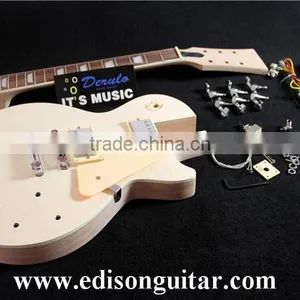 DIY Electric Guitar Kits With Hardware Solid Mahagany Body Tiger Maple Top MX-002 thumbnail-1