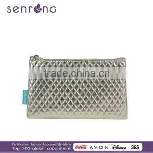 OEM ! High Quality Gloss Gold PVC With Zipper Cosmetic Pouch Handbag for Promotion thumbnail-1