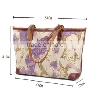 Oil Flower Printing Women Tote Bag Handbag for Wholesale Fashion Designer Bags With Flower thumbnail-4