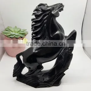 Obsidian Horse Figurine Sculpture Animal Carvings Office Ornaments thumbnail-2